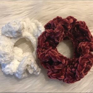 Handmade Crochet Velvet Hair Scrunchies
